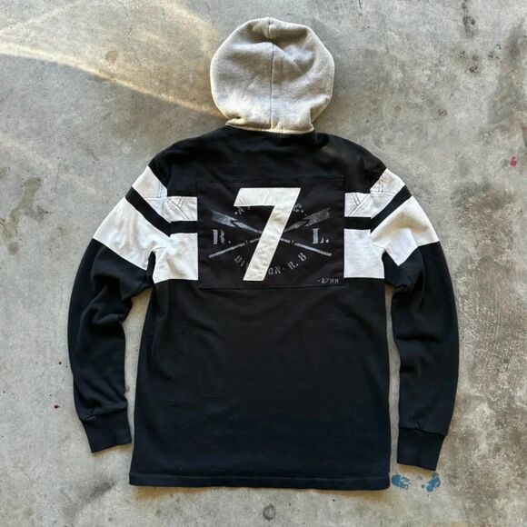 Polo Ralph Lauren RLPC Yacht Club Hooded Rugby Shirt Size Medium - Picture 4 of 6